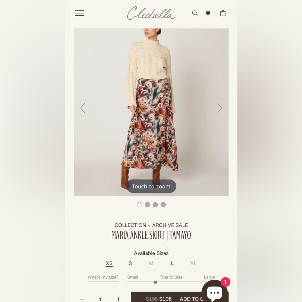 Cleobella Maria Ankle Skirt - Multi Teal Rust Burgundy Cream Black